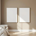 White Bedroom Room Scene Mockup — Plain Square Frame Portrait 2:3 — Perspective View — #02005 | MockupBulk