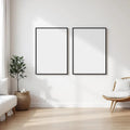 White Bedroom Interior Frame Mockup — Plain Square Frame Square 1:1 — Perspective View — #03529 | MockupBulk