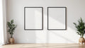 White Bedroom Wall Art Mockup — Matte Black Frame Square 1:1 — Perspective View — #03539 | MockupBulk