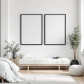White Bedroom Wall Art Mockup — Plain Square Frame Portrait 4:5 — Perspective View — #03541 | MockupBulk