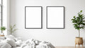 White Bedroom Professional Frame Mockup — Matte Black Frame Square 1:1 — Perspective View — #03542 | MockupBulk