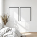 White Bedroom Frame Display Mockup — Plain Square Frame Portrait 4:5 — Perspective View — #03544 | MockupBulk
