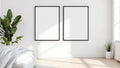 White Bedroom Frame Display Mockup — Matte Black Frame Square 1:1 — Perspective View — #03545 | MockupBulk