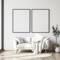 White Bedroom Premium Interior Mockup — Plain Square Frame Landscape 3:4 — Perspective View — #03547 | MockupBulk