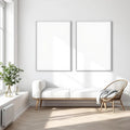 White Bedroom Wall Art Mockup — Plain Square Frame Portrait 4:5 — Perspective View — #03550 | MockupBulk