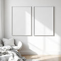 White Bedroom Professional Frame Mockup — Plain Square Frame Portrait 4:5 — Perspective View — #03556 | MockupBulk