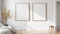 White Bedroom Lifestyle Frame Mockup — White Frame Square 1:1 — Perspective View — #03557 | MockupBulk