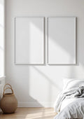 White Bedroom Styled Room Mockup — White Frame A-Series (A4 / A3) — Perspective View — #03558 | MockupBulk