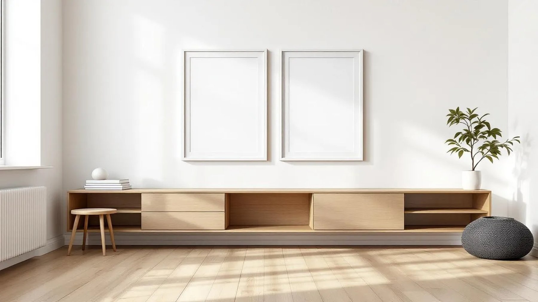 White Bedroom Styled Room Mockup — White Frame Square 1:1 — Perspective View — #03563 | MockupBulk