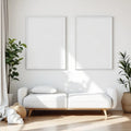 White Bedroom Professional Frame Mockup — Plain Square Frame Portrait 4:5 — Perspective View — #03565 | MockupBulk