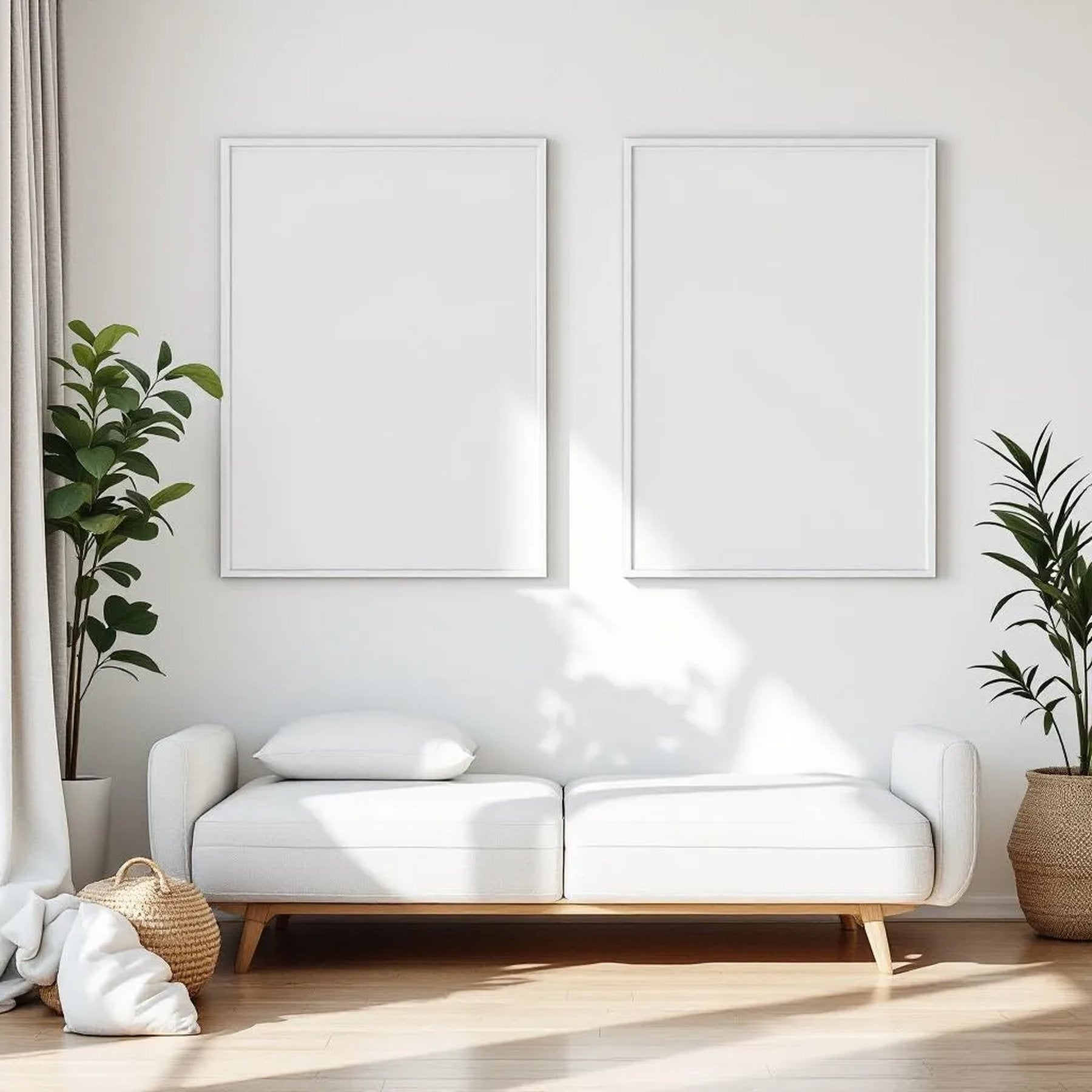 White Bedroom Professional Frame Mockup — Plain Square Frame Portrait 4:5 — Perspective View — #03565 | MockupBulk