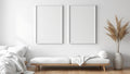White Bedroom Wall Art Mockup — White Frame Square 1:1 — Perspective View — #03566 | MockupBulk
