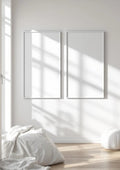 White Bedroom Editorial Room Mockup — White Frame Portrait 2:3 — Perspective View — #03567 | MockupBulk