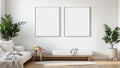White Bedroom Room Scene Mockup — White Frame Square 1:1 — Perspective View — #03569 | MockupBulk