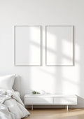 White Bedroom Premium Interior Mockup — White Frame Portrait 4:5 — Perspective View — #03570 | MockupBulk