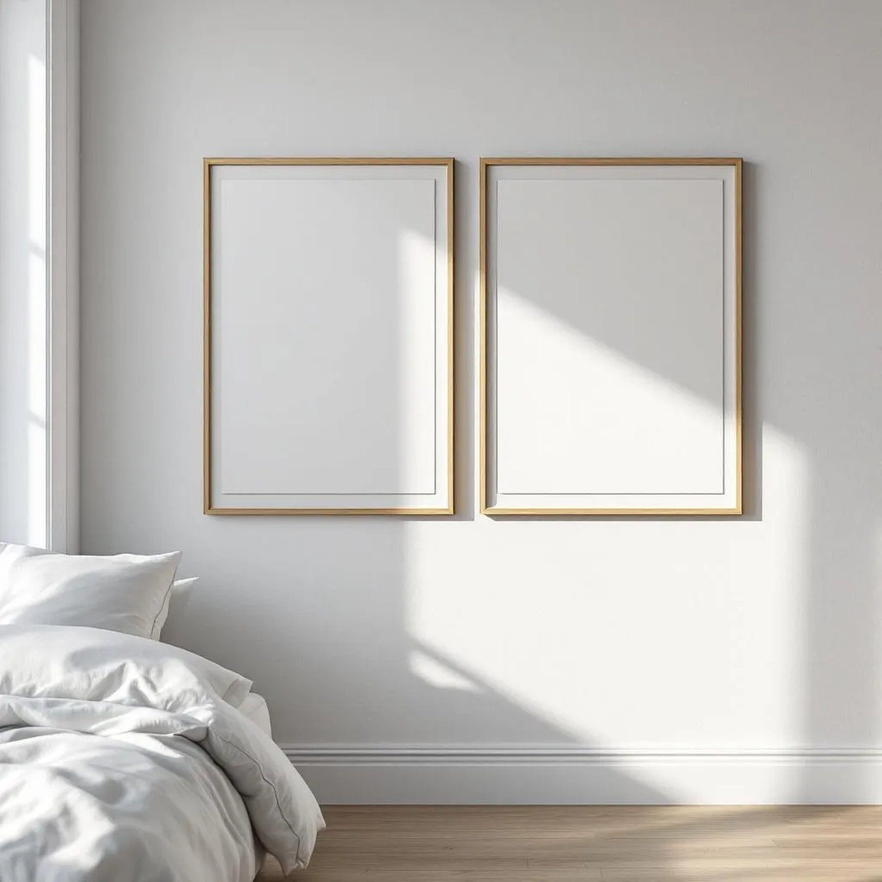 White Bedroom Frame Display Mockup — Plain Square Frame Portrait 4:5 — Perspective View — #03571 | MockupBulk