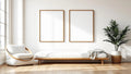 White Bedroom Premium Interior Mockup — Natural Oak Frame Square 1:1 — Perspective View — #03578 | MockupBulk