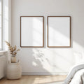 White Bedroom Premium Interior Mockup — Plain Square Frame Square 1:1 — Perspective View — #03592 | MockupBulk