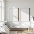 White Bedroom Professional Frame Mockup — Plain Square Frame Portrait 2:3 — Perspective View — #03595 | MockupBulk