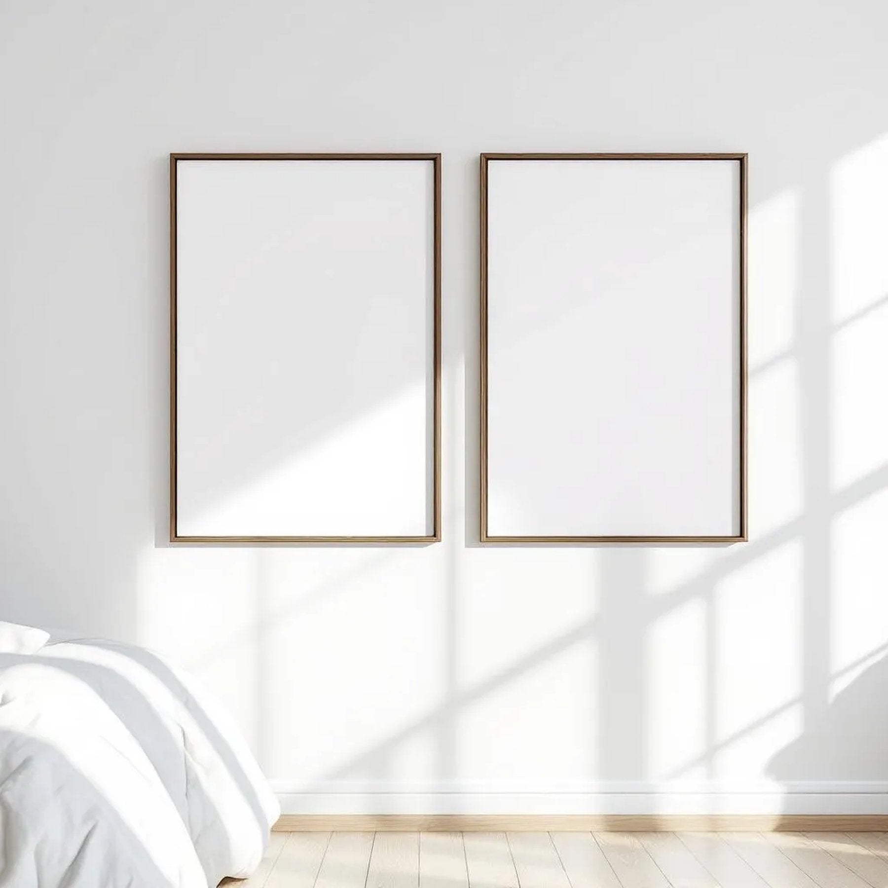 White Bedroom Styled Room Mockup — Plain Square Frame Square 1:1 — Perspective View — #03598 | MockupBulk