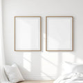 White Bedroom High-Res Frame Mockup — Plain Square Frame Square 1:1 — Perspective View — #03622 | MockupBulk
