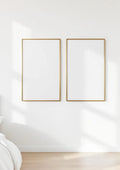 White Bedroom Frame Display Mockup — Gold Frame A-Series (A4 / A3) — Perspective View — #03627 | MockupBulk