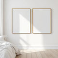 White Bedroom Professional Frame Mockup — Plain Square Frame Portrait 5:7 — Perspective View — #03628 | MockupBulk