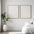 White Bedroom Editorial Room Mockup — Plain Square Frame Portrait 2:3 — Perspective View — #03631 | MockupBulk