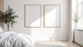 White Bedroom Lifestyle Frame Mockup — Gold Frame Square 1:1 — Perspective View — #03632 | MockupBulk