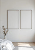White Bedroom Styled Room Mockup — Silver Frame Portrait 2:3 — Perspective View — #03636 | MockupBulk