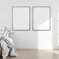 White Bedroom Interior Frame Mockup — Plain Square Frame Portrait 2:3 — Perspective View — #03646 | MockupBulk