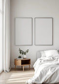 White Bedroom Editorial Room Mockup — Silver Frame Portrait 4:5 — Perspective View — #03648 | MockupBulk