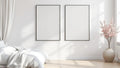 White Bedroom Room Scene Mockup — Silver Frame Square 1:1 — Perspective View — #03650 | MockupBulk