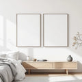 White Bedroom Premium Interior Mockup — Plain Square Frame Square 1:1 — Perspective View — #03652 | MockupBulk