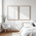White Bedroom Wall Art Mockup — Plain Square Frame Portrait 4:5 — Perspective View — #03658 | MockupBulk