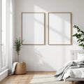 White Bedroom Room Scene Mockup — Plain Square Frame Portrait 2:3 — Perspective View — #03667 | MockupBulk