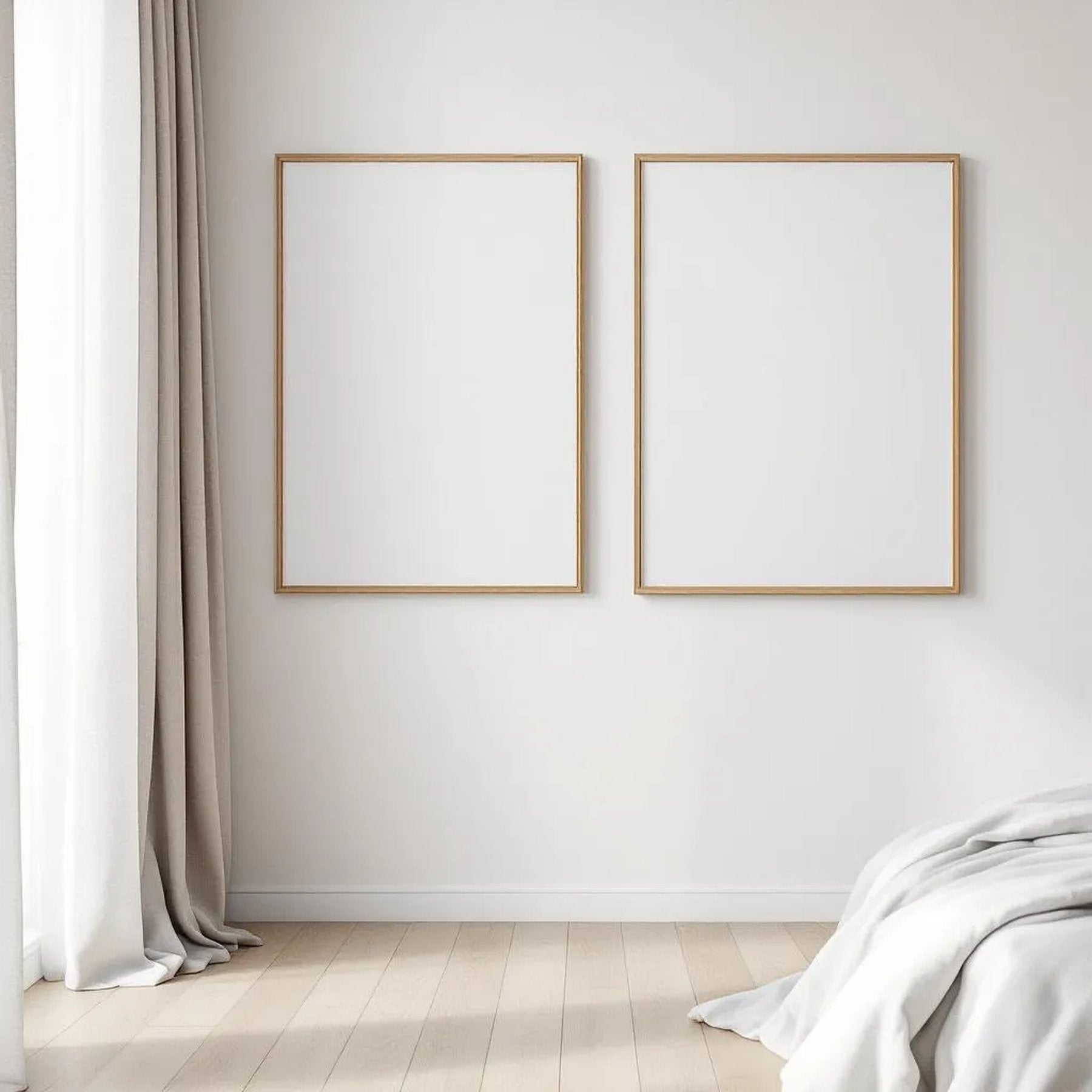 White Bedroom Professional Frame Mockup — Plain Square Frame A-Series (A4 / A3) — Perspective View — #03673 | MockupBulk