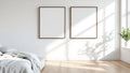 White Bedroom Styled Room Mockup — Espresso Frame Square 1:1 — Perspective View — #03683 | MockupBulk
