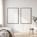 White Bedroom Wall Art Mockup — Plain Square Frame Portrait 4:5 — Perspective View — #03685 | MockupBulk