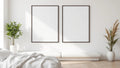 White Bedroom High-Res Frame Mockup — Espresso Frame Square 1:1 — Perspective View — #03686 | MockupBulk