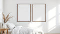 White Bedroom Styled Room Mockup — Espresso Frame Square 1:1 — Perspective View — #03689 | MockupBulk