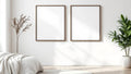 White Bedroom Editorial Room Mockup — Espresso Frame Square 1:1 — Perspective View — #03695 | MockupBulk