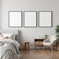 White Bedroom Editorial Room Mockup — Plain Square Frame Portrait 2:3 — Perspective View — #01971 | MockupBulk