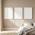 White Bedroom Professional Frame Mockup — Plain Square Frame Portrait 2:3 — Perspective View — #01979 | MockupBulk