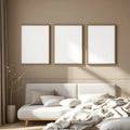 White Bedroom Lifestyle Frame Mockup — Plain Square Frame Portrait 2:3 — Perspective View — #01987 | MockupBulk