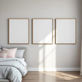 White Bedroom Frame Display Mockup — Plain Square Frame Portrait 2:3 — Perspective View — #01992 | MockupBulk