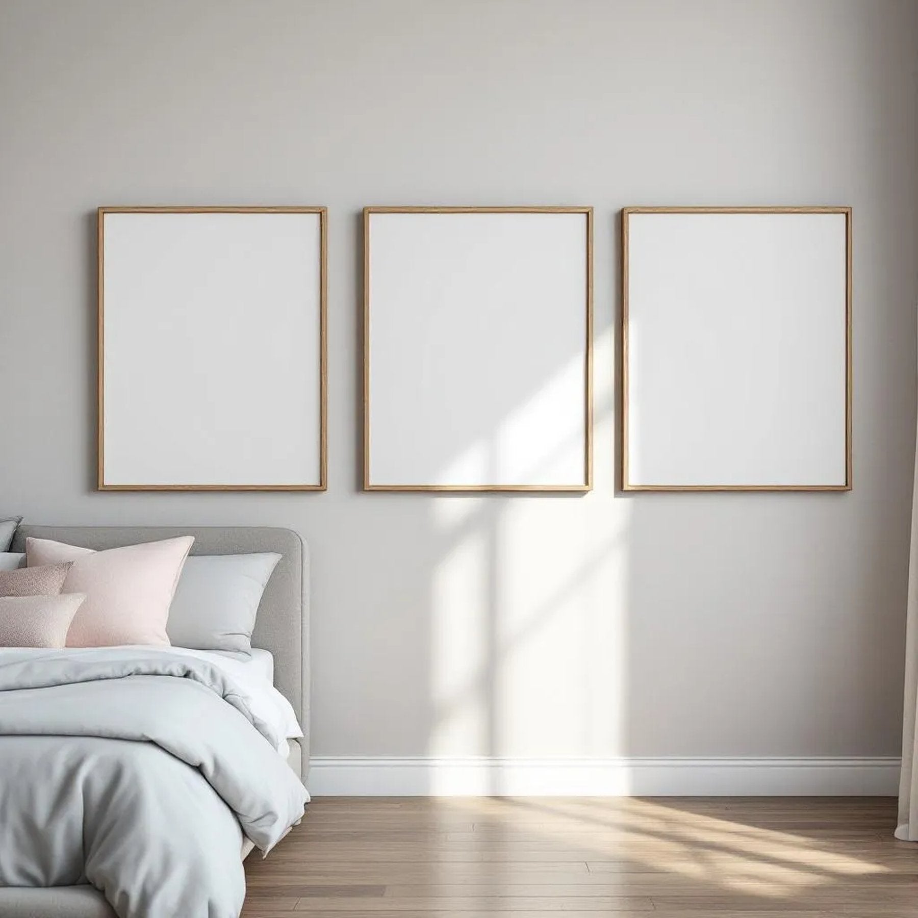 White Bedroom Frame Display Mockup — Plain Square Frame Portrait 2:3 — Perspective View — #01992 | MockupBulk