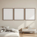 White Bedroom Frame Display Mockup — Plain Square Frame Portrait 2:3 — Perspective View — #02000 | MockupBulk