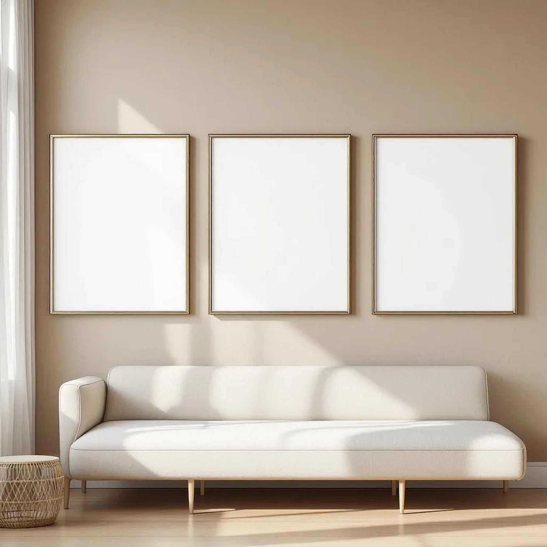 White Bedroom Frame Display Mockup — Plain Square Frame Portrait 2:3 — Perspective View — #02008 | MockupBulk