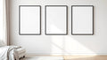 White Bedroom Premium Interior Mockup — Matte Black Frame Square 1:1 — Perspective View — #03701 | MockupBulk